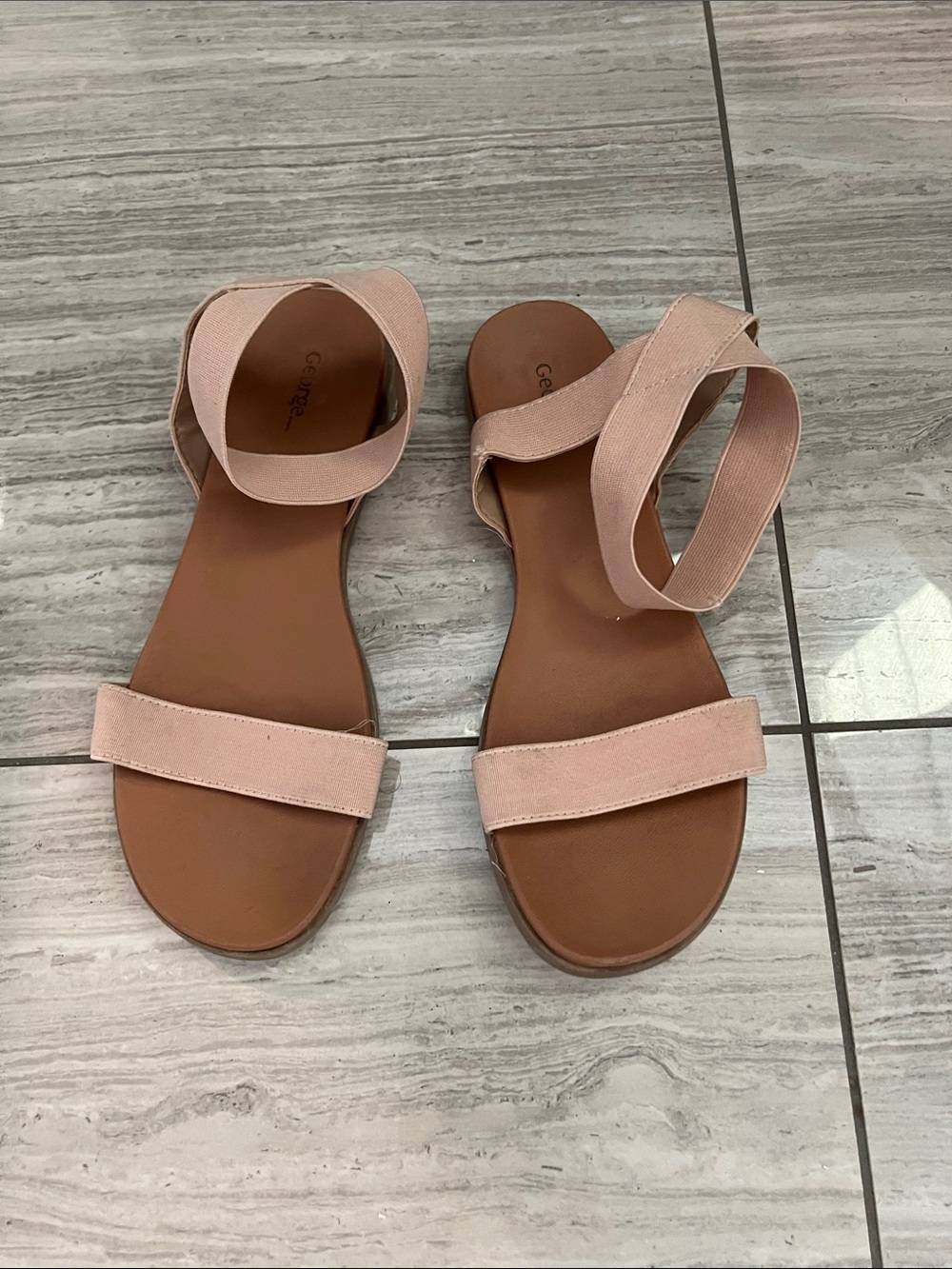 George Pink Strappy Flat Sandals